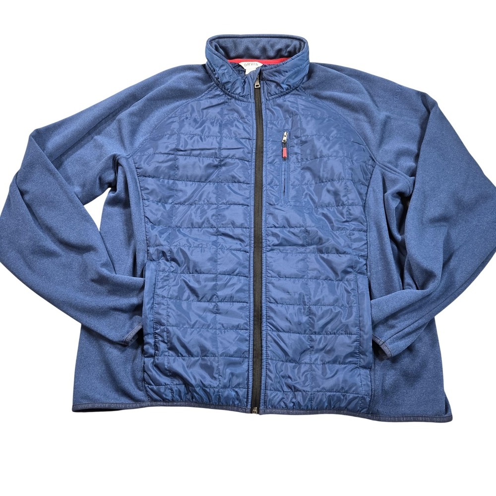Orvis Jacket Mens 2XL Blue Quilted Fleece Full‎ Zip Insulated Casual Outdoor